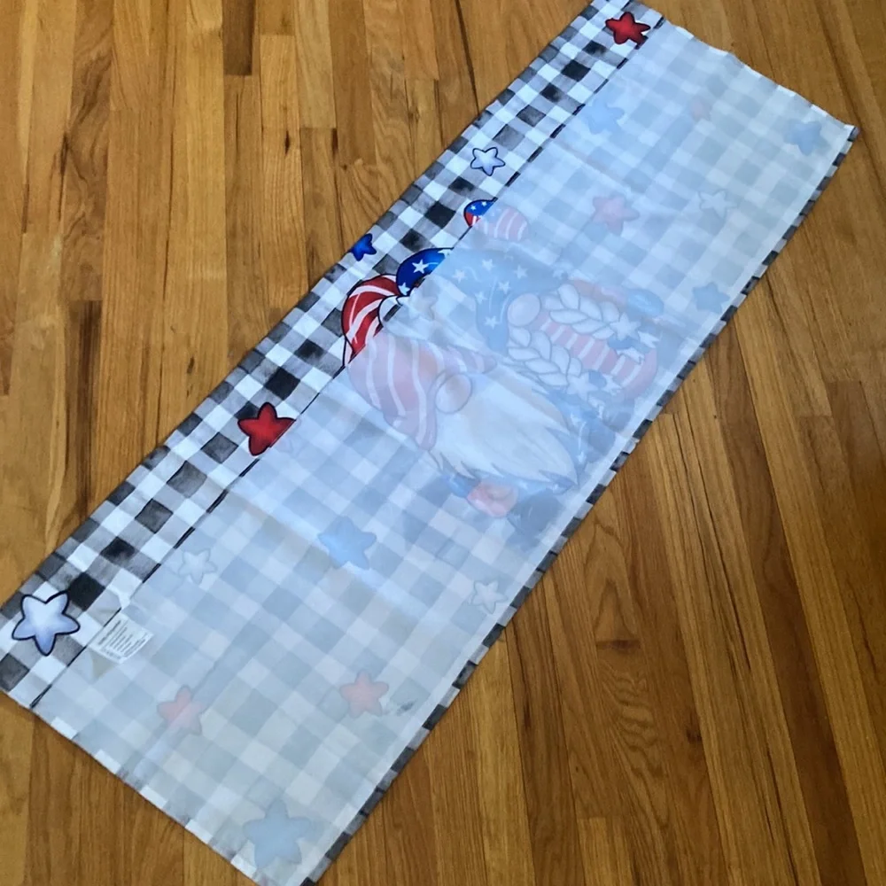 One Patriotic Gnome Polyester Decorative Valance 18 x 45 New Without Tags